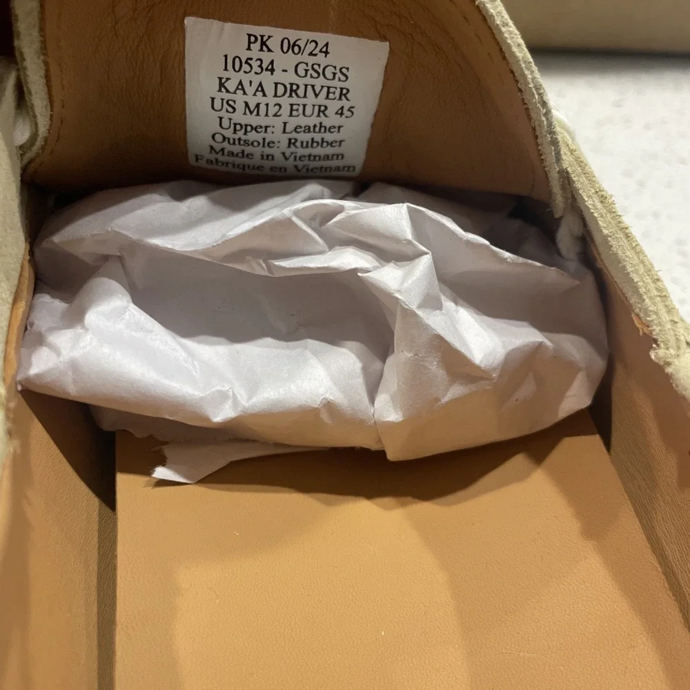 NWT Olukai KA'A DRIVER Mens Size 12 Italian Suede‎ Leather Loafers Golden Sand